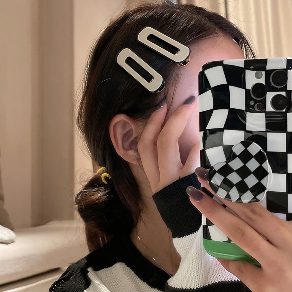 Kẹp Tóc Acrylic Hình Vuông Họa Tiết Kẻ Sọc Phong Cách Hàn Quốc Thanh Lịch Cho Nữ