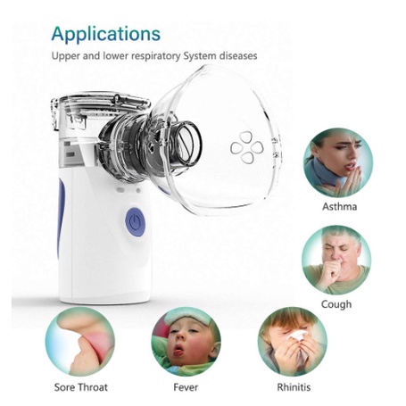 Máy Xông Mũi Họng Cho Trẻ Em Và Người Lớn ，Máy Xông Khí Hen Suyễn Mini Cầm Tay Có Thể Sạc Lại Tiện Dụng Cho Gia Đình, Máy khí dung, Máy xông mũi họng. Điều trị viêm phế quản, viêm phổi, viêm xoang, Họng Cầm Tay Không Gây Tiếng Ồn Mesh Nebulizer