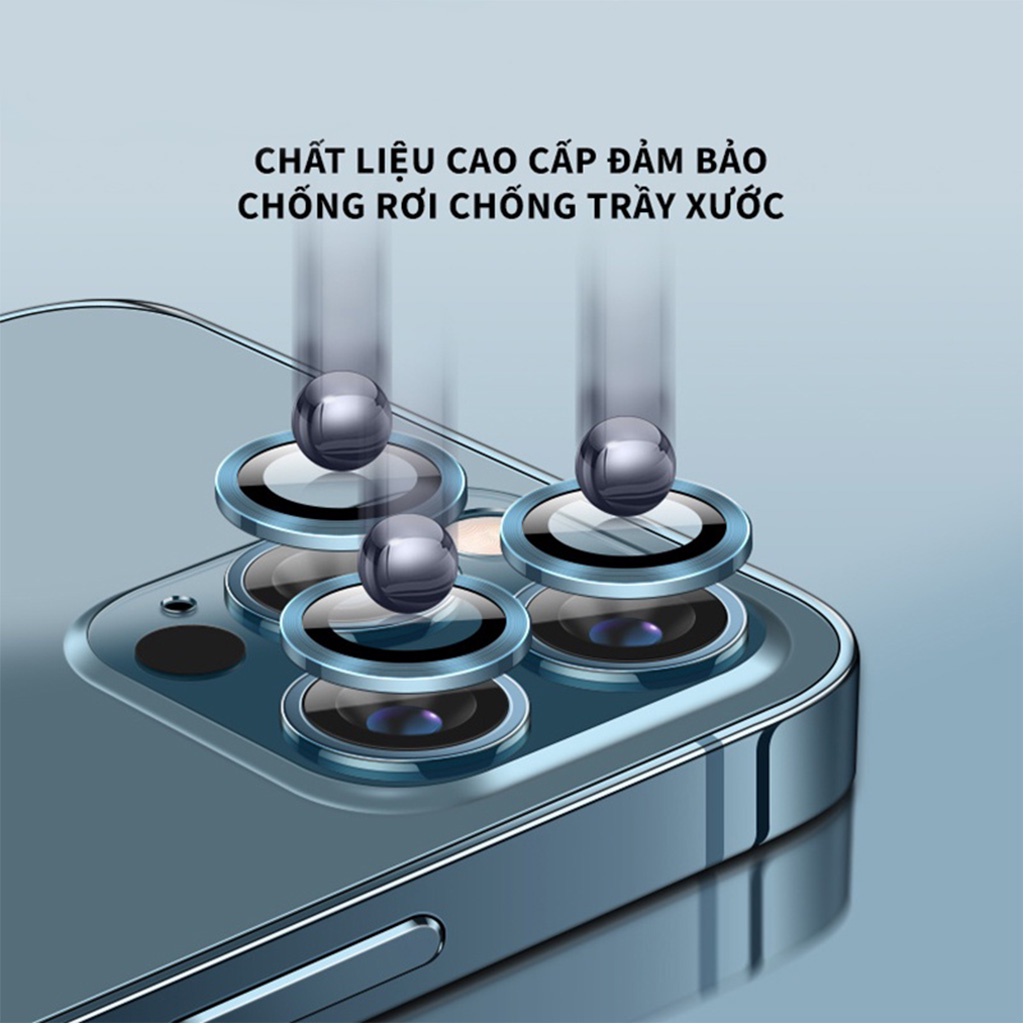Bộ Kính Cường Lực Bảo Vệ Camera Titan Chống Trầy Xước Màu Nguyên Bản Cho ip 11/12/13 mini/pro/promax