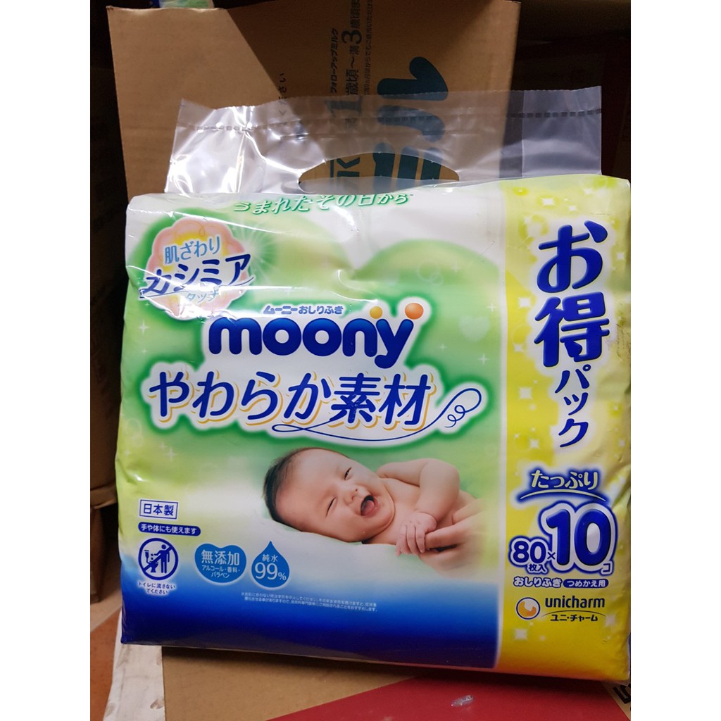 Combo Bịch Giấy Ướt Moony Nội Địa Nhật Bản 76 Tờ