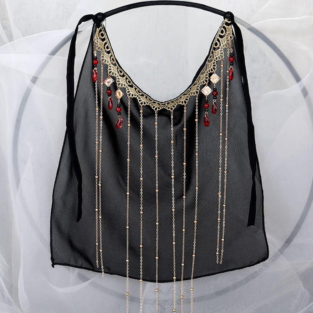Mạng Che Mặt Phối Tua Rua Phong Cách Hanfu Trung Hoa Cổ Điển