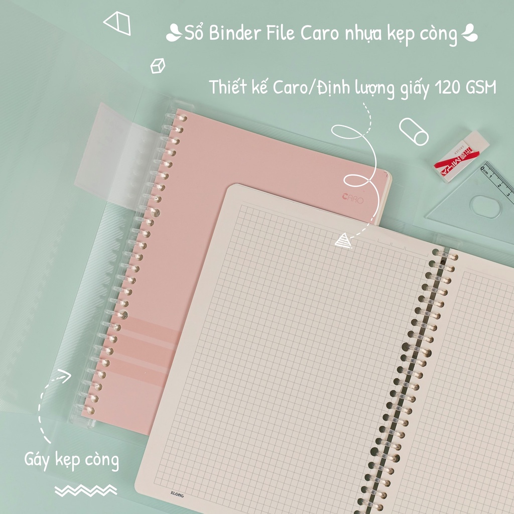 Sổ còng nhựa Binder KLONG B5 kèm 40 tờ ruột caro và 5 tab phân trang MS 544