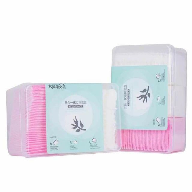 Hộp bông tẩy trang 320 miếng, 3in1 100%cotton siêu mềm mịn siêu sịn sò