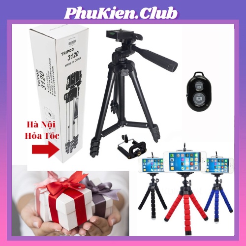Combo Tripod Chụp Hình 3120 +Bạch Tuộc Xốp Uốn Cong Mọi Địa Hình + Remote điều khiển