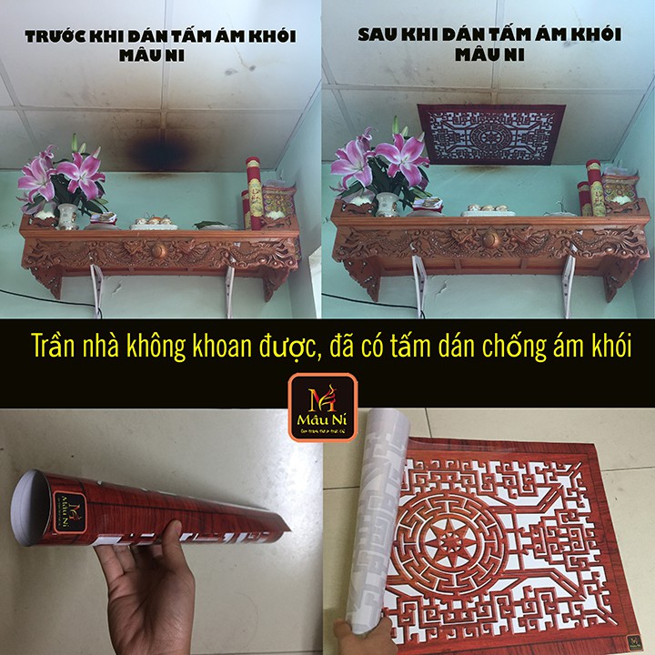 TẤM CHỐNG ÁM KHÓI dán phòng thờ, dán lên trần nhà, không phải khoan, Kích thước 41 x61cm [ Thất Bảo ] Cần có