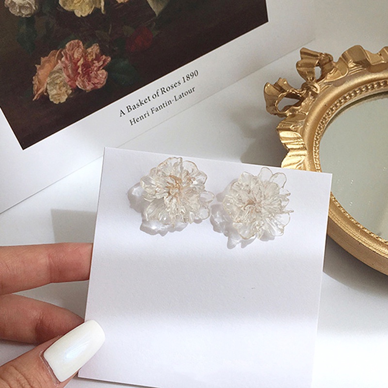 ✨✨Đôi bông tai hình hoa 3D trong suốt phong cách Hàn Quốc thời trang cho nữ