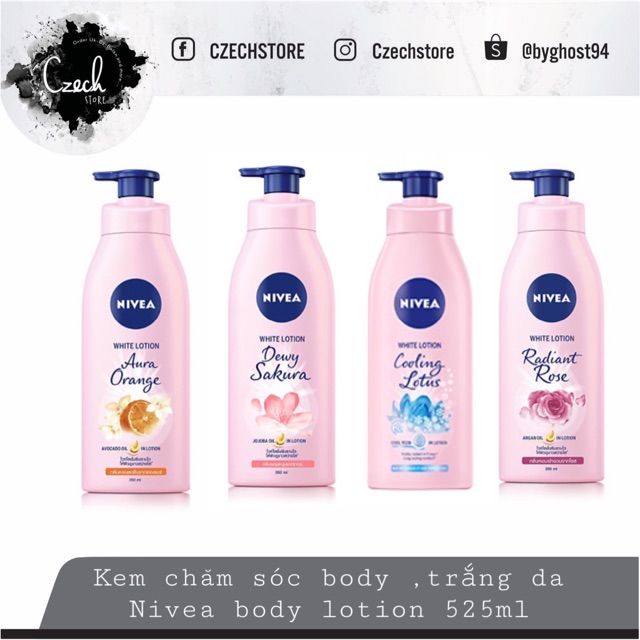 Kem dưỡng trắng body lotion Ni Vea 525ml