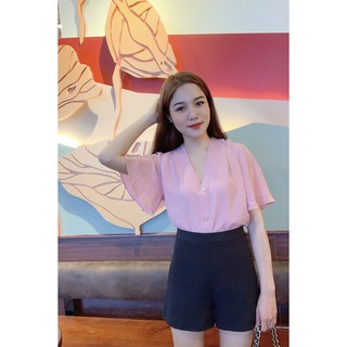 Áo sơ mi ngắn tay xếp ly vai - 20Again - ASA0136
