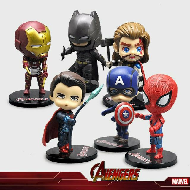 Bộ 6 siêu anh hùng Marvel Avengers trang trí bánh kem,topper  trang trí bánh sinh nhật