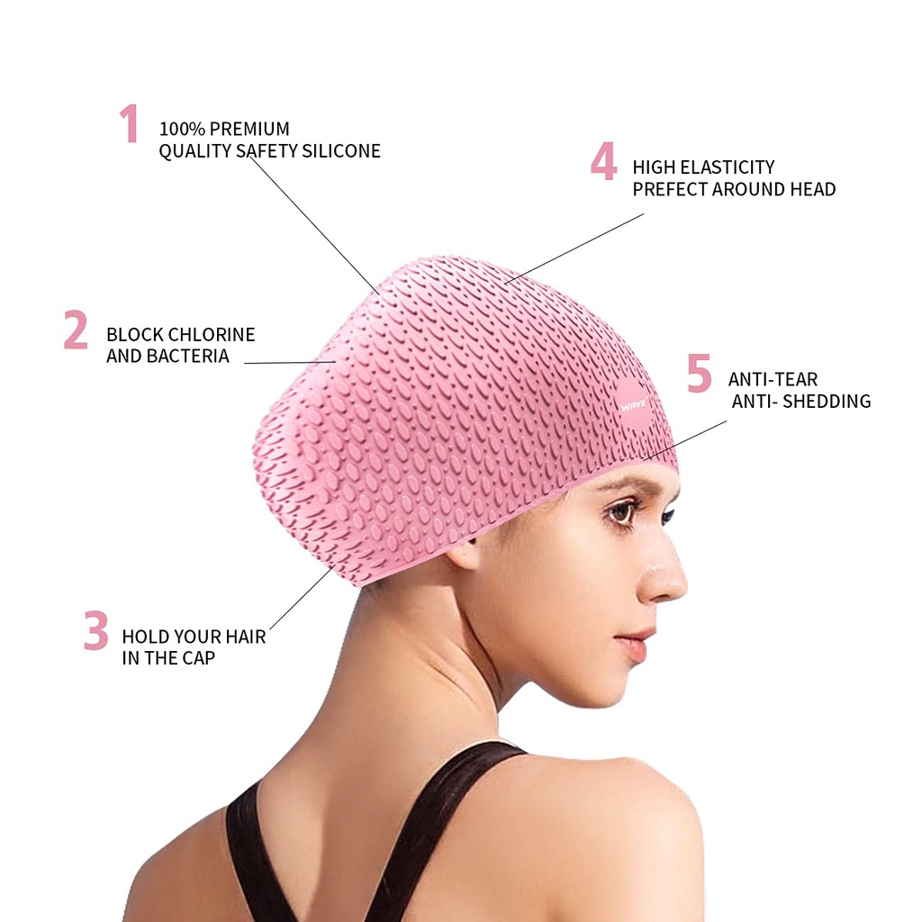WAVE Mũ Bơi Silicone Gợn Sóng Cho Nữ