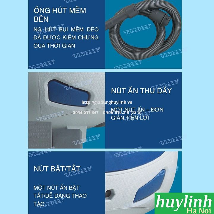 Máy hút bụi Tiross TS9304 - 1.8 lít - 1600W - Malaysia | BigBuy360 - bigbuy360.vn