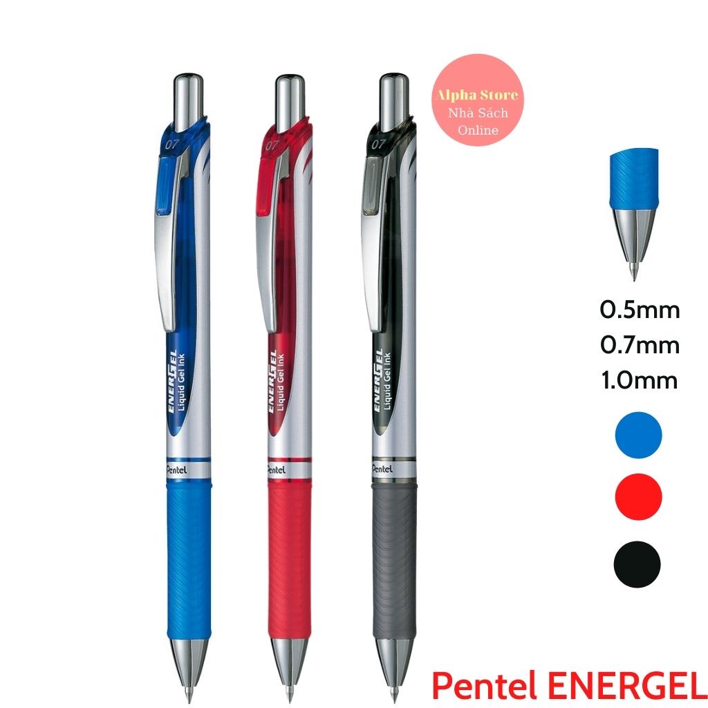 Bút Pentel energel dạng bấm, viết mực nước các màu xanh/ đỏ/ đen, nét bút 0.5/ 0.7/ 1.0 mm