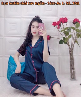 Bộ ngủ lụa satin tay ngắn quần dài cao cấp