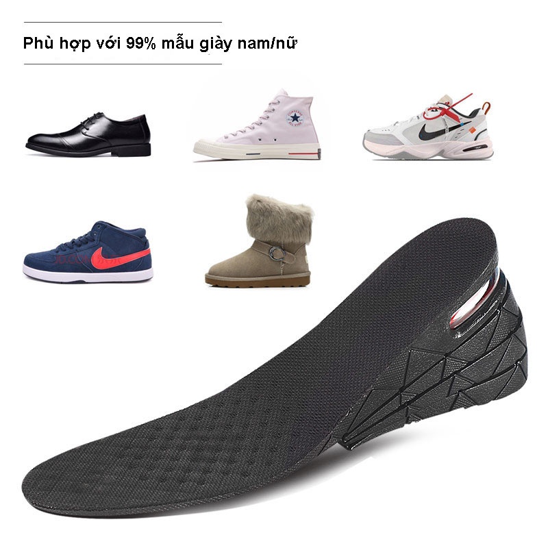 2 Lót Giày Tăng Chiều Cao Đệm Khí Khử Mùi, Miếng Độn Tháo lắp Dễ Dàng - hickies lacing system