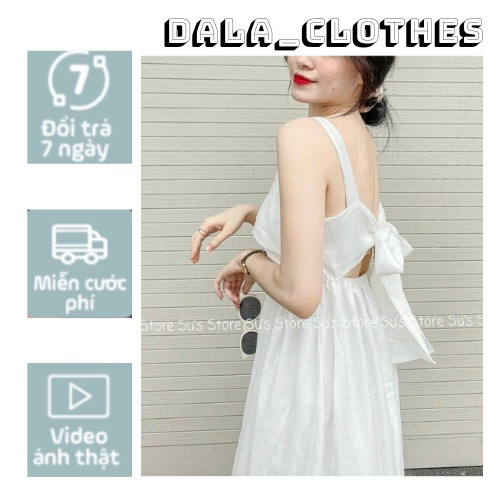 Đầm hai dây cột nơ sau tiểu thư đủ màu from chuẩn ảnh