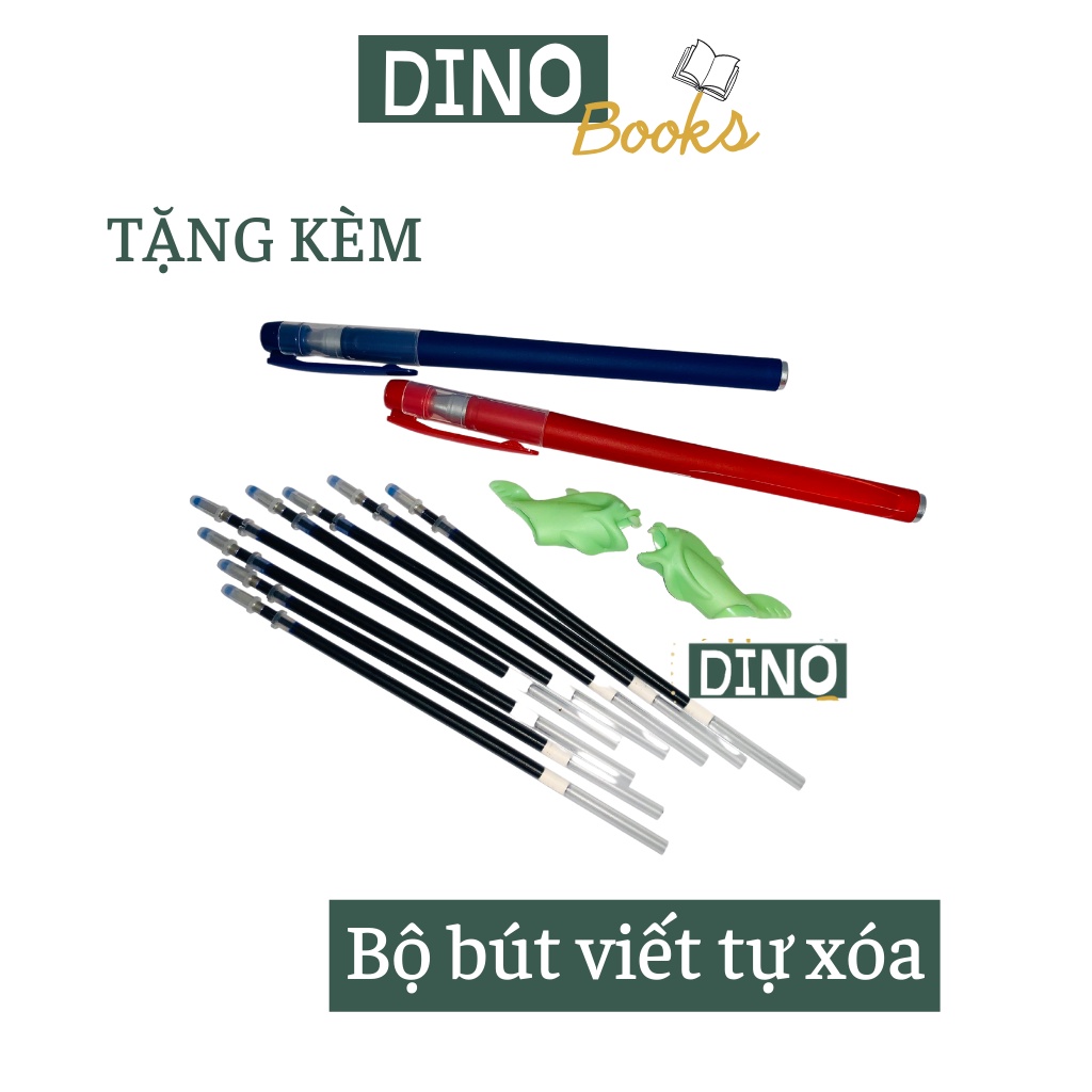 Bộ 3 Vở tập viết nét Lõm TỰ XÓA kèm bút tự bay màu cho bé luyện dễ dàng (2bút + 8ngòi + 2 định vị cầm bút)