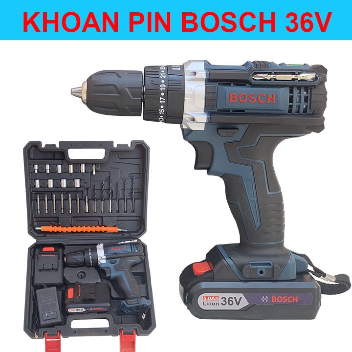 LOẠI TỐT - MÁY KHOAN PIN BẮT VÍT BOSCH 36V - 3 CHỨC NĂNG - ĐẦY ĐỦ ĐỒ NGHỀ - KHOAN TƯỜNG BẮN VÍT