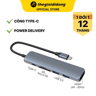 Adapter chuyển đổi type c 6 in 1 hyperdrive hd22e xám