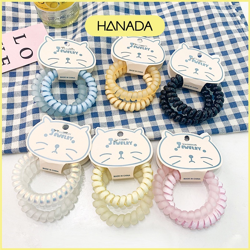 Set 2 Dây Cột Tóc Lò Xo Bằng Nhựa Màu Pastel Hanada K5-N010