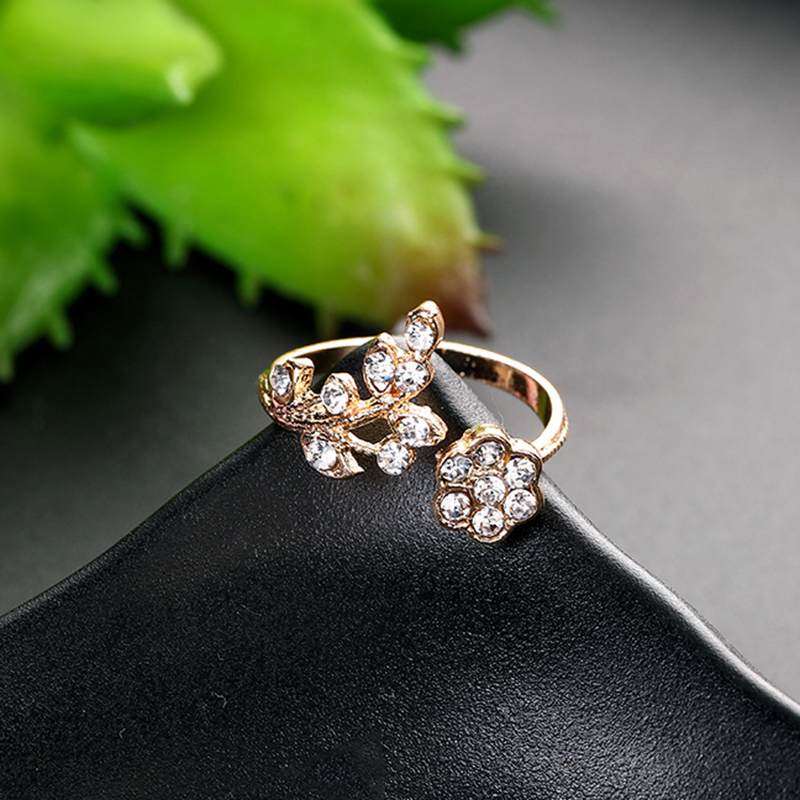 Nhẫn Mạ Vàng Mini Hình Hoa Sang Trọng Có Thể Điều Chỉnh