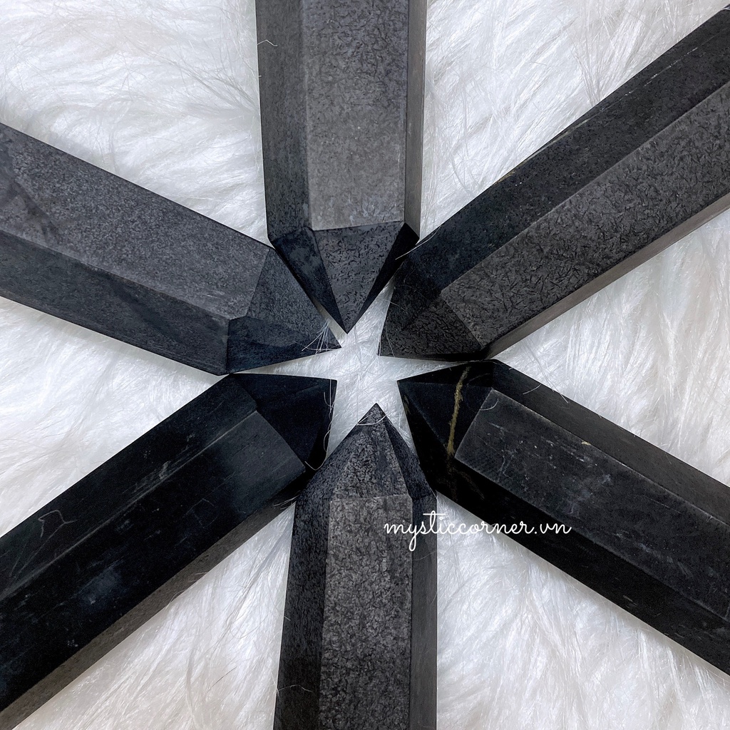 Trụ đá Shungite ngăn chặn bức xạ điện từ, đá năng lượng, đá thanh tẩy, đá phong thủy trong Tarot, Reiki