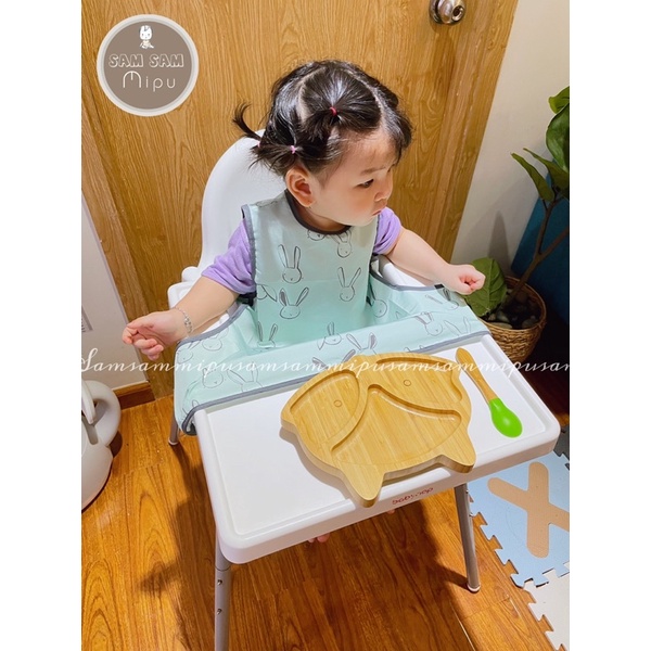 Áo Yếm Chống Thấm Không Tay Thân Ngắn Cho Bé Ăn Dặm BLW Từ 6m đến 2y Có Nút Hít Mặt Bàn - Shop Mẹ Sam