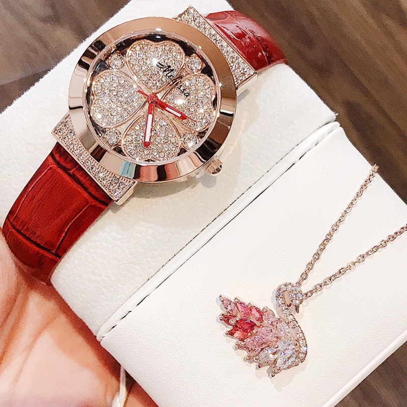 Set Đồng hồ nữ MELISSA gồm dây chuyền và lắc tay rút .