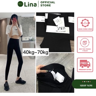 Quần legging nữ dài nâng mông cạp cao có bigsize đến 70kg linastore 017