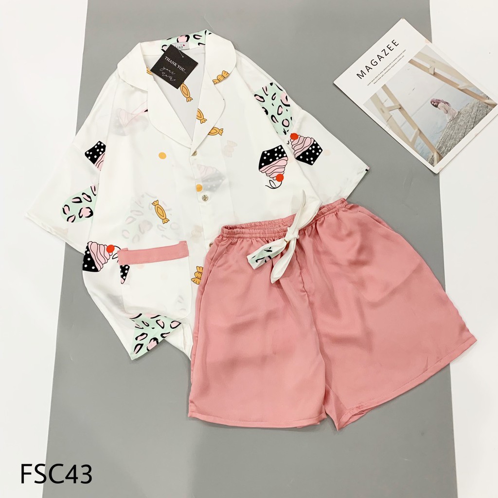 Đồ Ngủ Pijama Lụa Satin Tay Ngắn  Siêu Xinh, ĐÙI CỘC  Mềm Mịn, Độc Lạ Khó Tìm, Sanh Chảnh Hàn Quốc