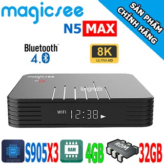 MagicSee N5 Max Tv Box Xem Truyền Hình S905x3 Ram4GB/32GB Android 9.0