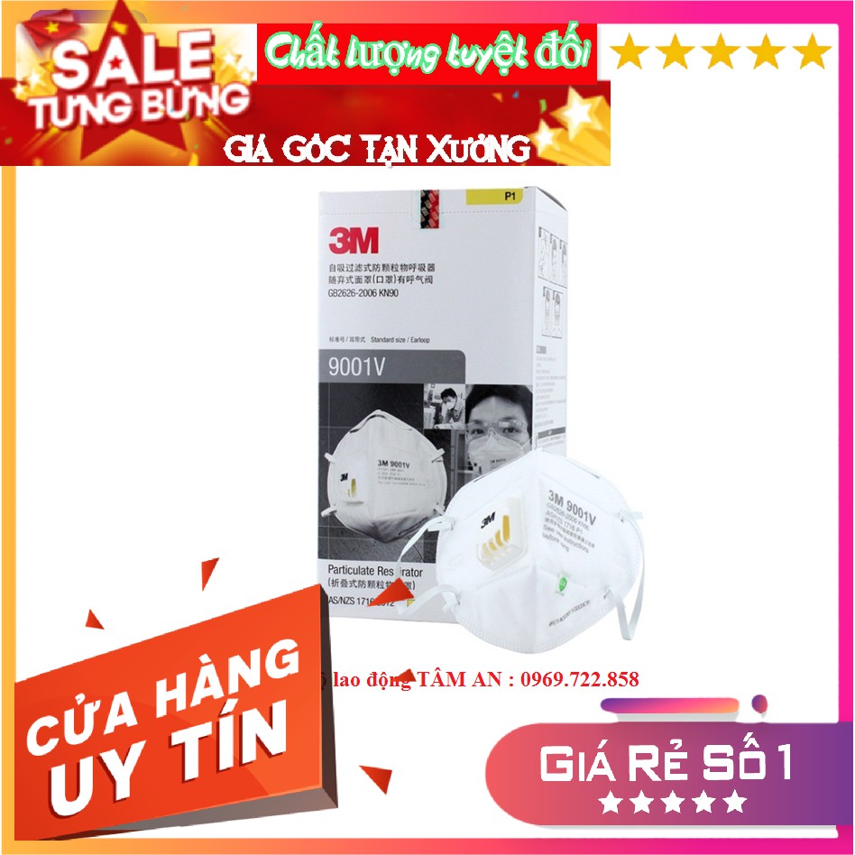 Khẩu trang 3M 9001V, có van, chống khói bụi nano PM2.5 và hoá chất nhẹ, chống mùi hôi, chống mùi tàu xe. | BigBuy360 - bigbuy360.vn
