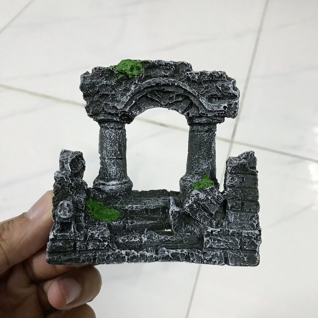 CỔNG 2 CỘT TRANG TRÍ HỒ CÁ NON BỘ DÀI 9CM RỘNG 4CM CAO 8CM