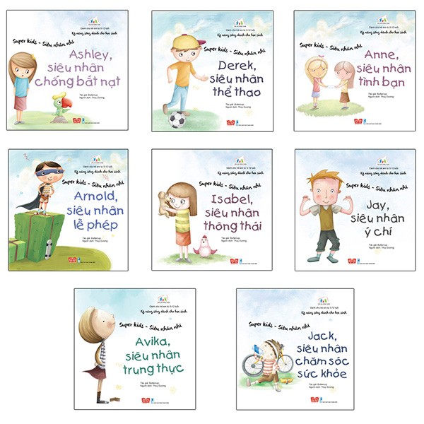 Sách - set 8 tập Kỹ năng sống dành cho học sinh - Super kids - Siêu nhân nhí - có mã lẻ