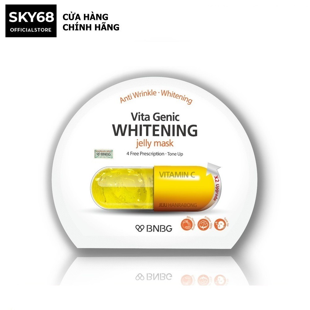 [FOLLOW SHOP] Mặt nạ giấy dưỡng da trắng sáng và làm đều màu da BNBG Vita Genic Whitening Jelly Mask (Vitamin C) 30ml