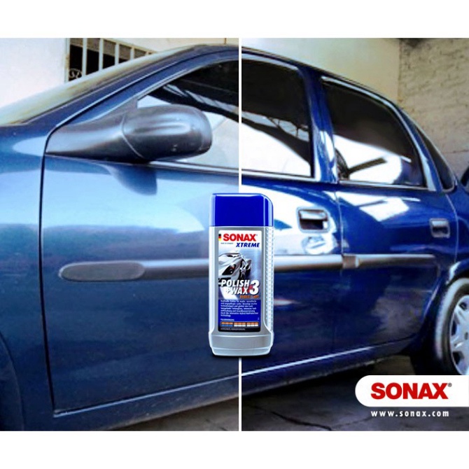 Dung dịch xóa xước, đánh bóng và bảo vệ sơn của xe ô tô tác dụng 3 trong 1, thương hiệu Sonax 202100 - Dung tích 250ml {