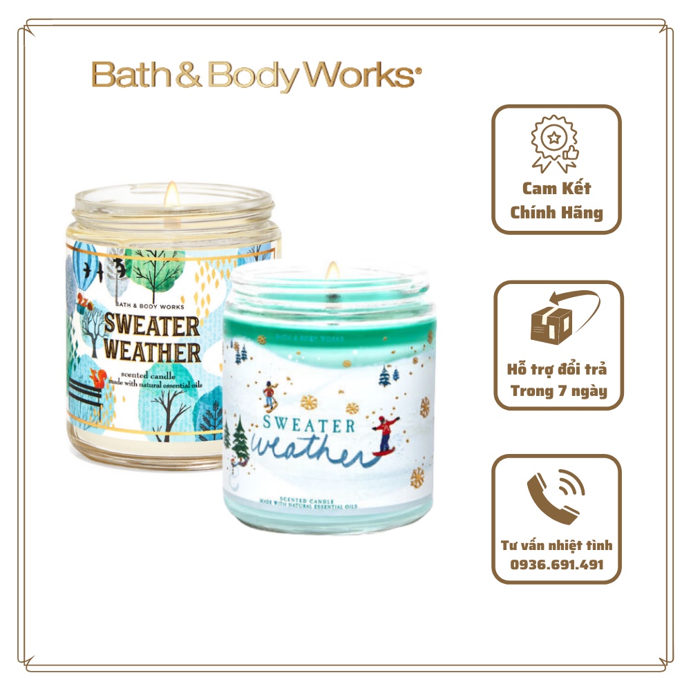 < BBW USA > Nến thơm Bath & Body Works SWEATER WEATHER 1bấc 198g
