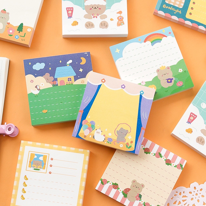 Set 100 tờ giấy note diary bear