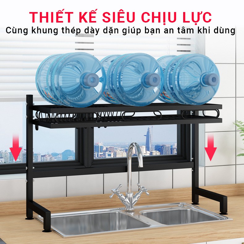 Kệ Để Chén Đĩa Thông Minh Trên Bồn Rửa Bát VANDO Sơn Đen Tĩnh Điện Cao Cấp