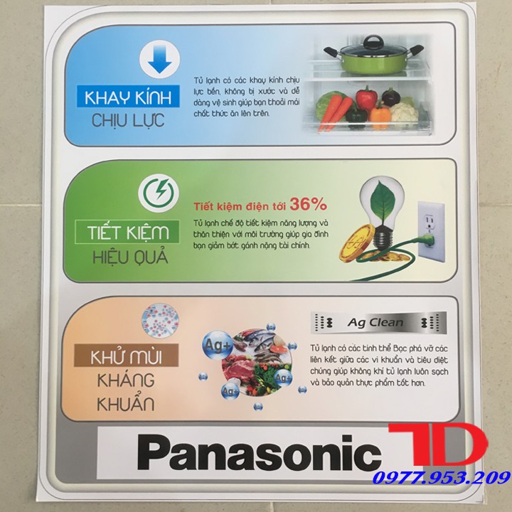 Miếng dán tủ lạnh PANASONIC, tem dán trang trí tủ lạnh PANASONIC mẫu 1