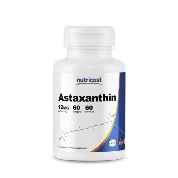 Viên uống Nutricost Astaxanthin (12mg, 60 Softgels) nhập khẩu Mỹ - Đẹp da, ngừa lão hóa, bảo vê thị lực, tim mạch