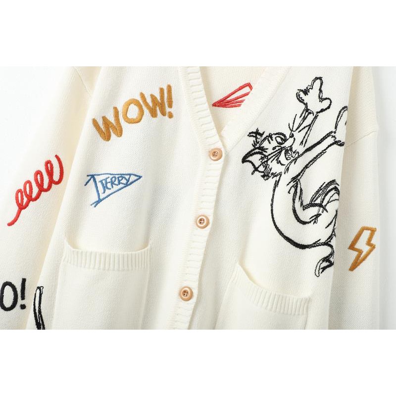 Áo len họa tiết hoạt hình thu đông đôi phong cách Hàn quốc trắng len cheapmoment Tiêu chiến - Xiao Zhan( ảnh thật cuối)