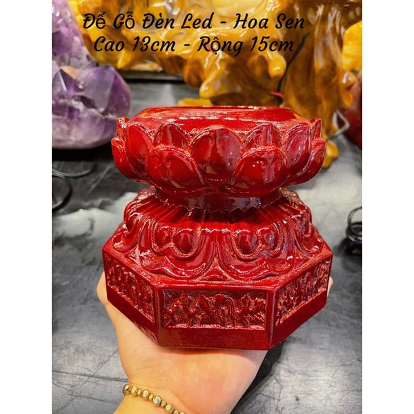 Đế Gỗ Đèn Led - Hoa Sen Bi Cầu Phong Thuỷ