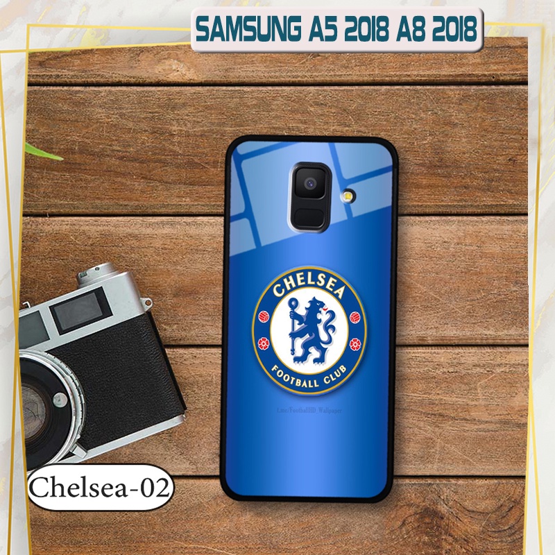 Ốp đội bóng Samsung Galaxy A5 2018/ A8 2018 - Lưng kính cường lực