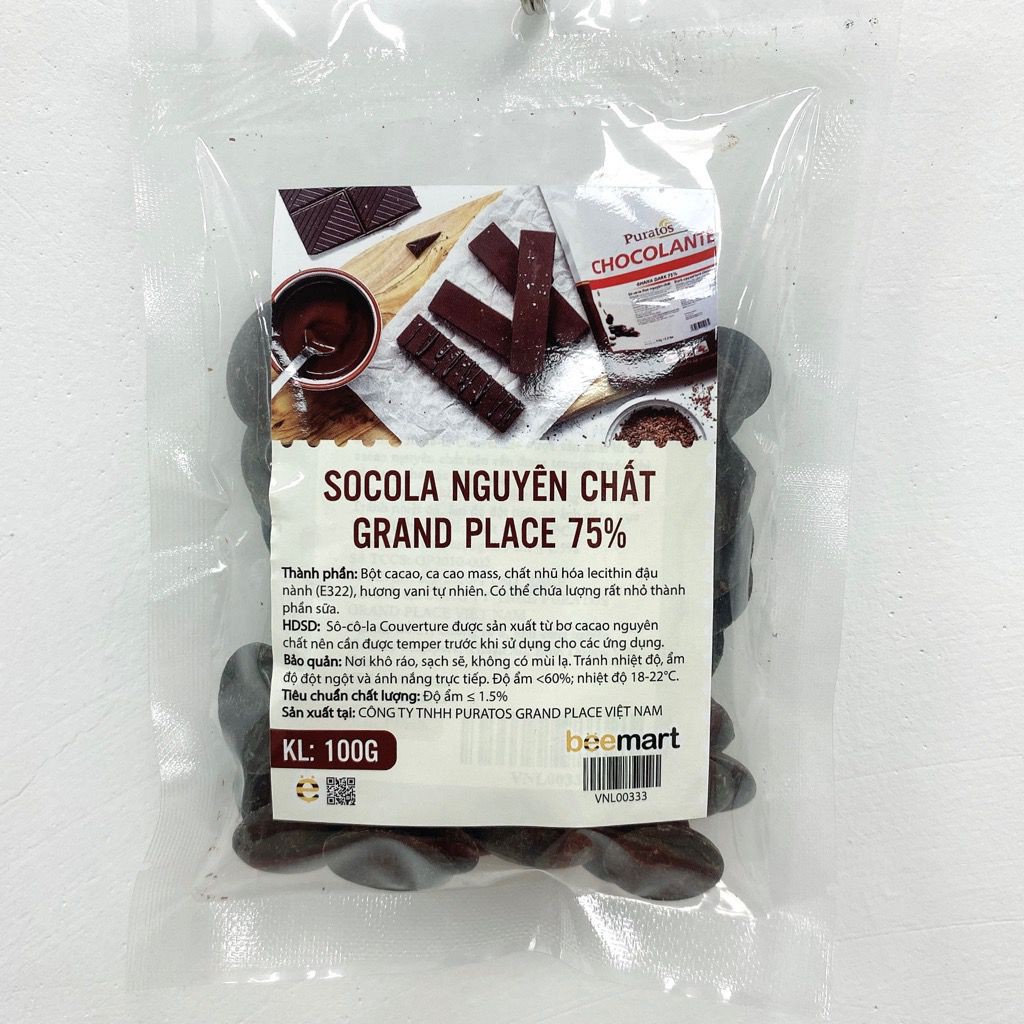 Socola nguyên chất Grand Place 75% gói nhỏ 100g