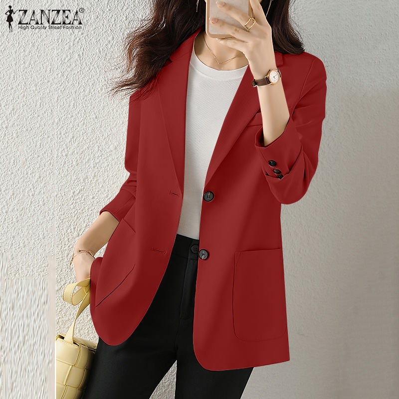 Áo khoác blazer mỏng ZANZEA có túi thời trang dành cho nữ