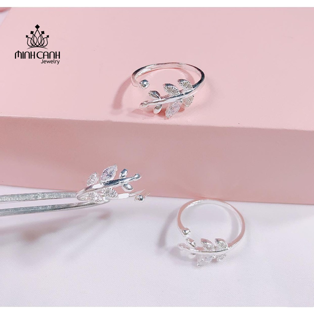 Nhẫn Bạc Nữ Lá Bi Dáng Hở Freesize Phù Hợp Mọi Size Tay - Minh Canh Jewelry