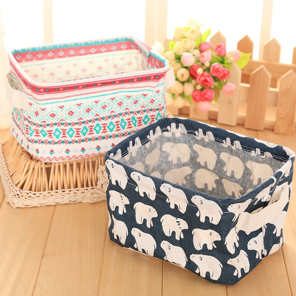 Giỏ đựng quần áo sọt đựng đồ gắp gọn hình vuông bằng vải bố để quần áo bẩn tiết kiệm không gian