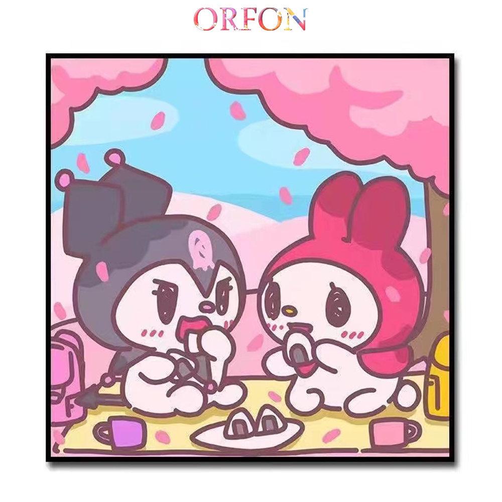 Bộ Tranh Sơn Dầu DIY Hình Gia Đình Sanrio 20x20cm/30x30cm Trang Trí Nhà