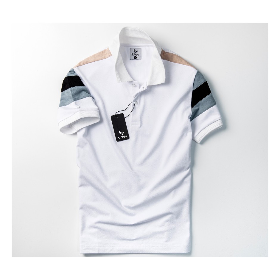 Áo thun nam cao cấp Rosi PL23 cổ polo tay bo ngắn,vải cotton  cá sấu phối màu hiện đại,dáng ôm (Slimfit) trẻ trung. | BigBuy360 - bigbuy360.vn