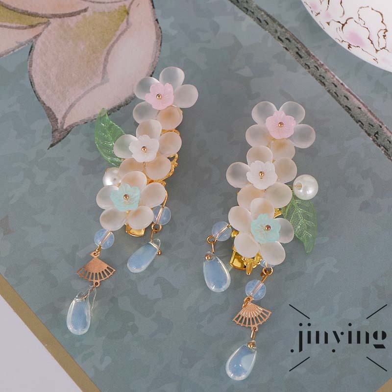 GETNOIVAS Đôi khuyên tai trang trí hoa đính ngọc trai nhân tạo xinh xắn cho nữ